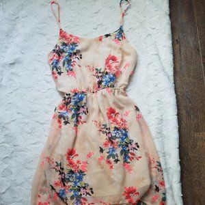 coral, floral sun dress
